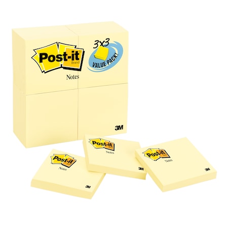 Post-It Notes Value Pack, 3" x 3", Canary Yellow, PK24 65424VAD